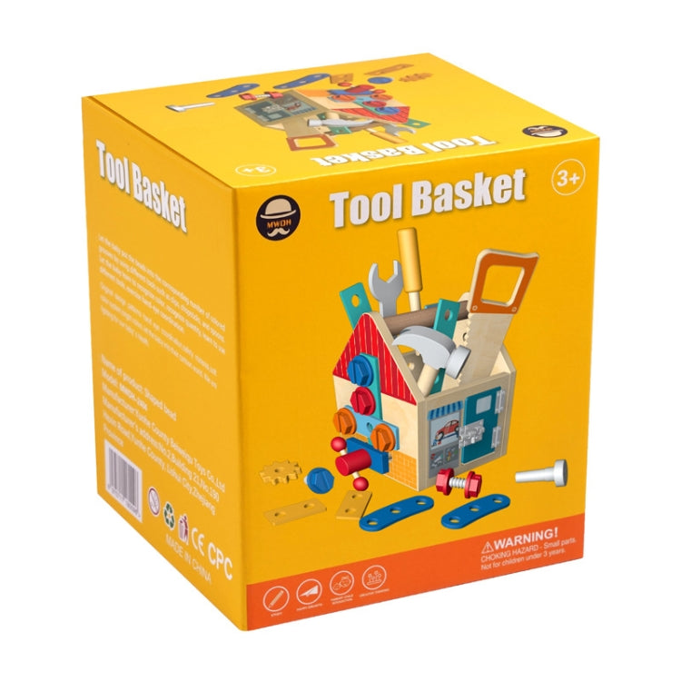 Wooden Multifunction Toolbox Early Learning Disassembly Nut Tool Basket Children Educational Toy, Wooden Multifunction Toolbox