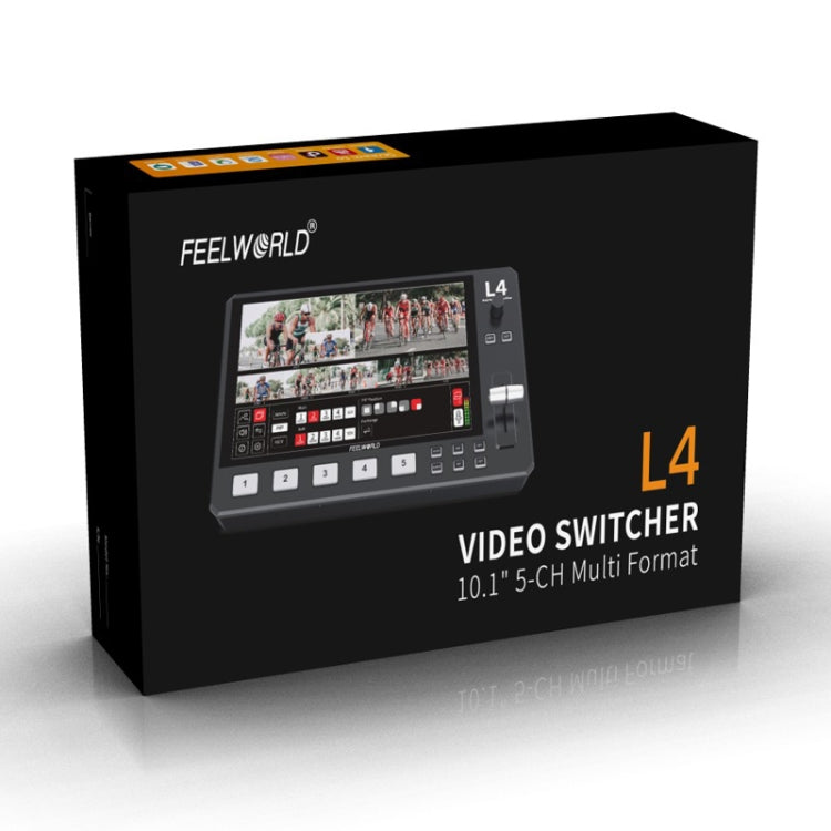 FEELWORLD L4 Multi-Camera Video Mixer Switcher 10.1" Touch Screen USB 3.0 Fast Streaming, EU Plug, UK Plug, US Plug, AU Plug