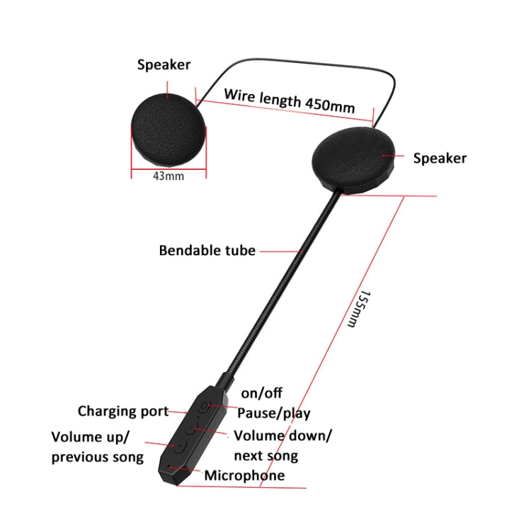 Bluetooth 5.3 Motorcycle Helmet Headset Stereo Intelligent Noise Reduction Riding Headphone, JK09