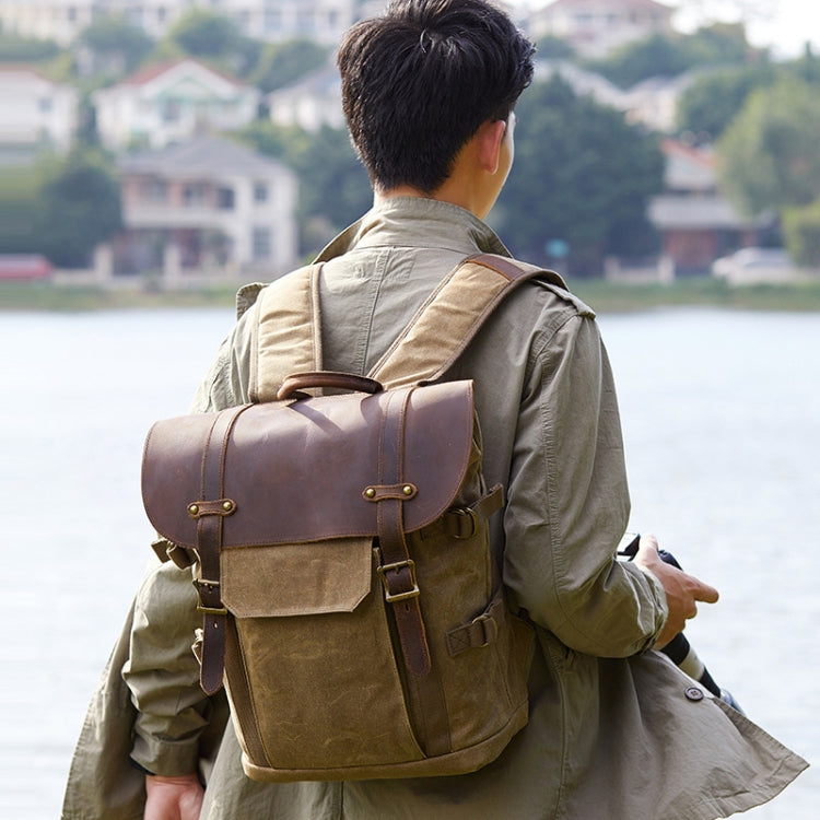 Vintage Camera Bag Waterproof Canvas Backpack with Laptop Compartment Tripod Holder