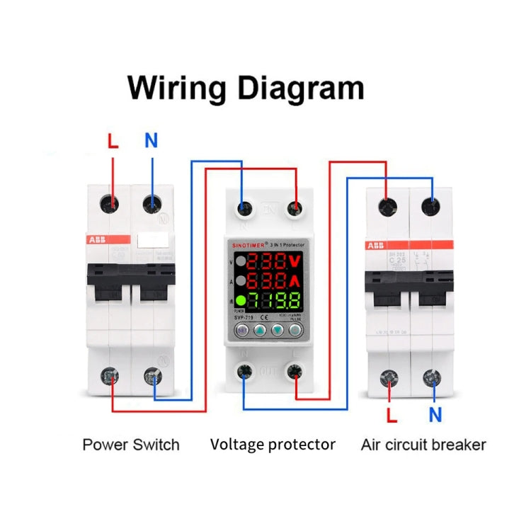 Over Under Voltage Protector Electricity Usage Monitor Power Voltmeter, SINOTIMER SVP-719 40A_N, SINOTIMER SVP-719 63A_N
