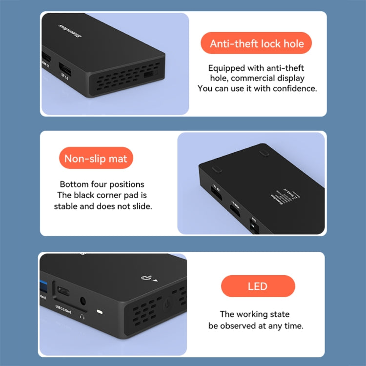 Blueendless 12-In-1 HD Multifunctional Docking Station 10Gbps Splitter With Switch, 12 in 1 Dual 8K HDMI+DP, 12 in 1 8K+4K HDMI x 2