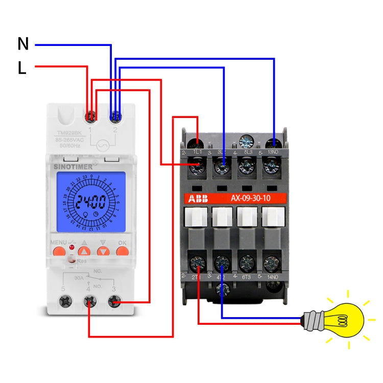 SINOTIMER TM929BKL 85-265V 30A 24hrs Digital Analogue Din Module Time Switch With Backlight, 30A