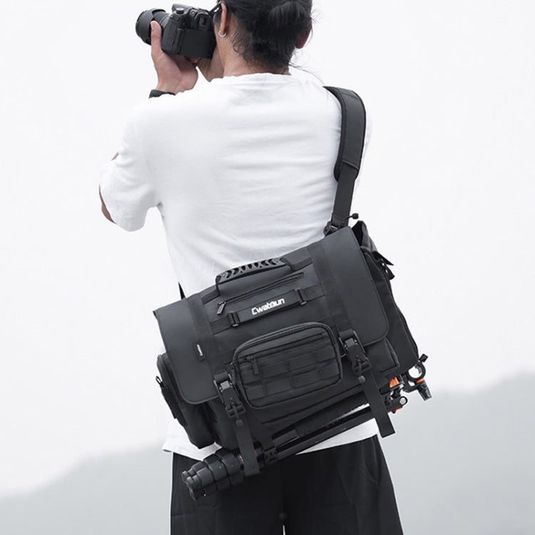 Cwatcun D115 Shoulder Crossbody Waterproof Leather Film DSLR Camera Bag, Black Small, Black Medium, Black Large