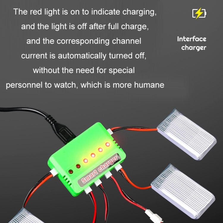 One To Six 3.7V Lithium Battery Drone USB Charger, White XH2.54 Port, White JST Port, White XH4.0 Port, Green XH2.54 Port, Green JST Port, Green XH4.0 Port