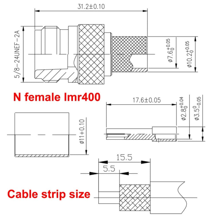 N Female Jack Crimp Connector For LMR400 / Belden 9913 / RG8 Cable, N Female