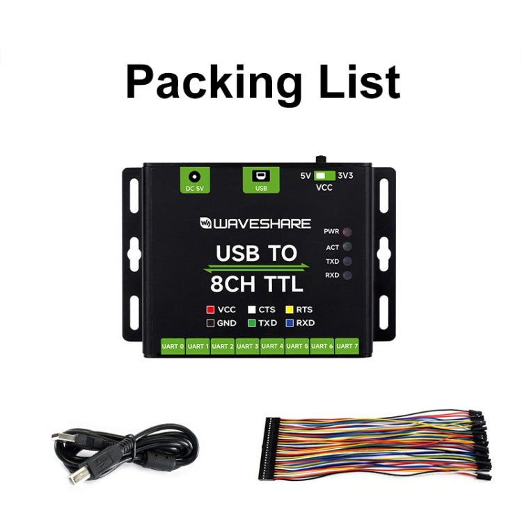 Waveshare 27076 Industrial USB TO TTL UART Serial Communication Module Converter, 27076
