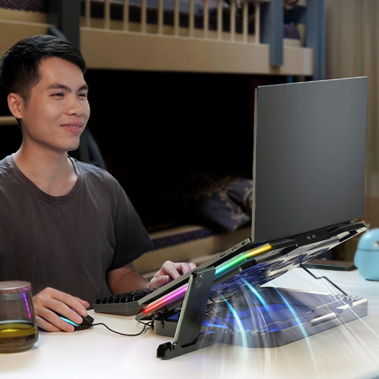 ICE COOREL 8-Fans Adjustable Laptop Stand Radiator With RGB Ambient Light, K10 8-Fans