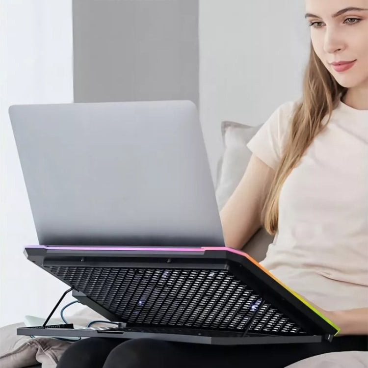ICE COOREL K15C Smart Adjustable Laptop Radiator Base With RGB Lighting Effect, 13 Fans, 14 Fans, 15 Fans