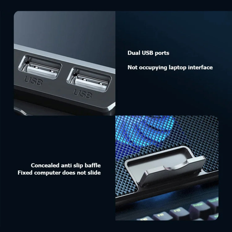 ICE COOREL A9R 6-fans Adjustable Laptop Stand Radiator with RGB Atmosphere Light, A9R 6-fans