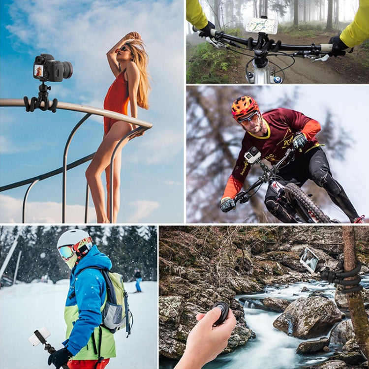 Octopus Fish Silicone Camera Tripod Desktop Folding Stand, With Bluetooth Controller+Adapter+Phone Clip+Storage Bag+Screws, Single Tripod