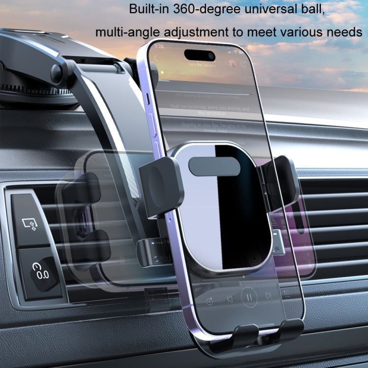 Car Suction Cup Dashboard Automatic Lock Mobile Phone Holder, Glossy Telescopic Base, Glossy Waterfall Base, Brushed Telescopic Base, Brushed Waterfall Base, Black Air Outlet, Orange Air Outlet, Black Telescopic, Orange Telescopic, Black Waterfall