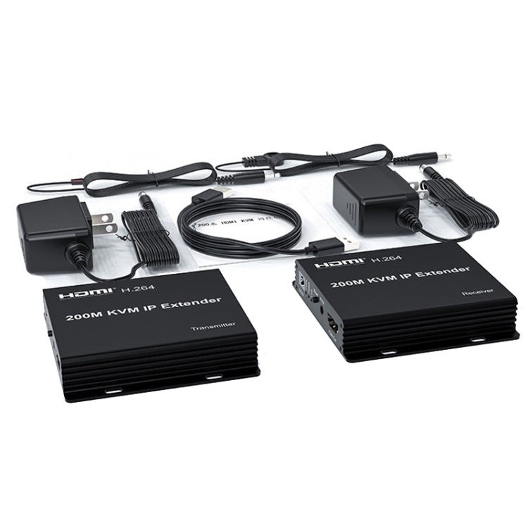 200m HDMI KVM IP Network Cable Extender H.264 Mouse Keyboard Extender, US Plug, UK Plug, EU Plug