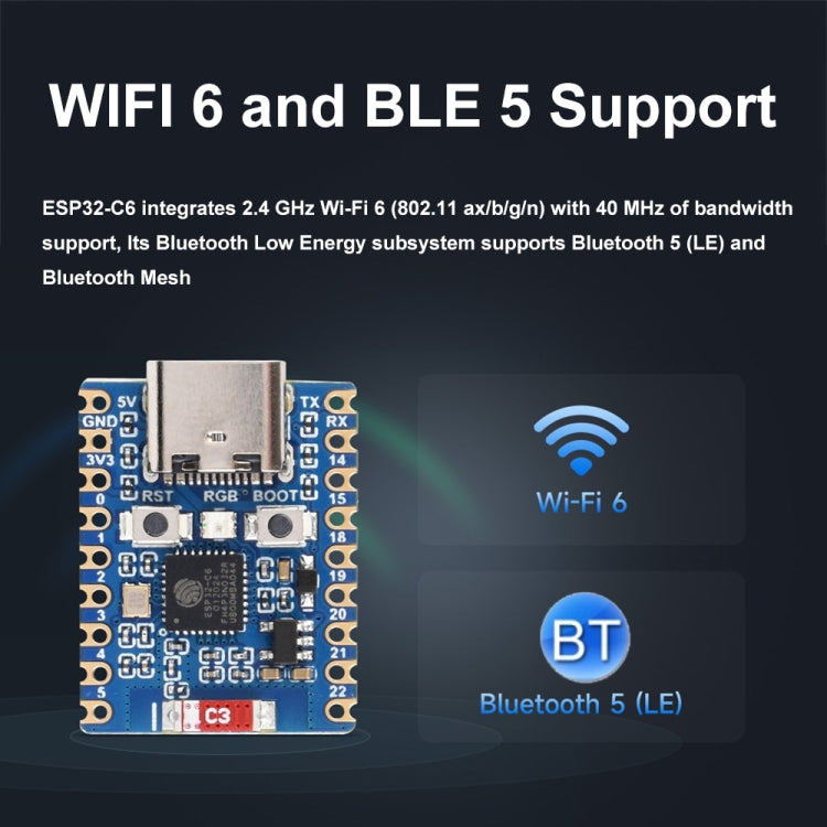 Waveshare ESP32-C6 Mini WiFi 6 & Bluetooth 5 Dual Processors Development Board, Zero, Zero-M