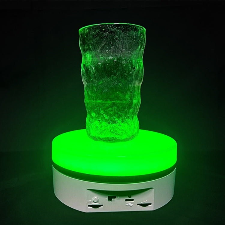 Intelligent Colourful Light Electric Speed Contro Round 360 Degree Rotating Plate Display Table, White Plug-in, White Charging