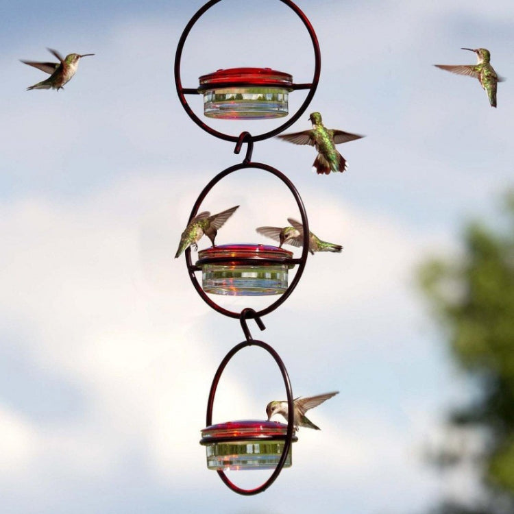 Outdoor Courtyard Garden Hanging Metal Bird Feeder, Black, Red