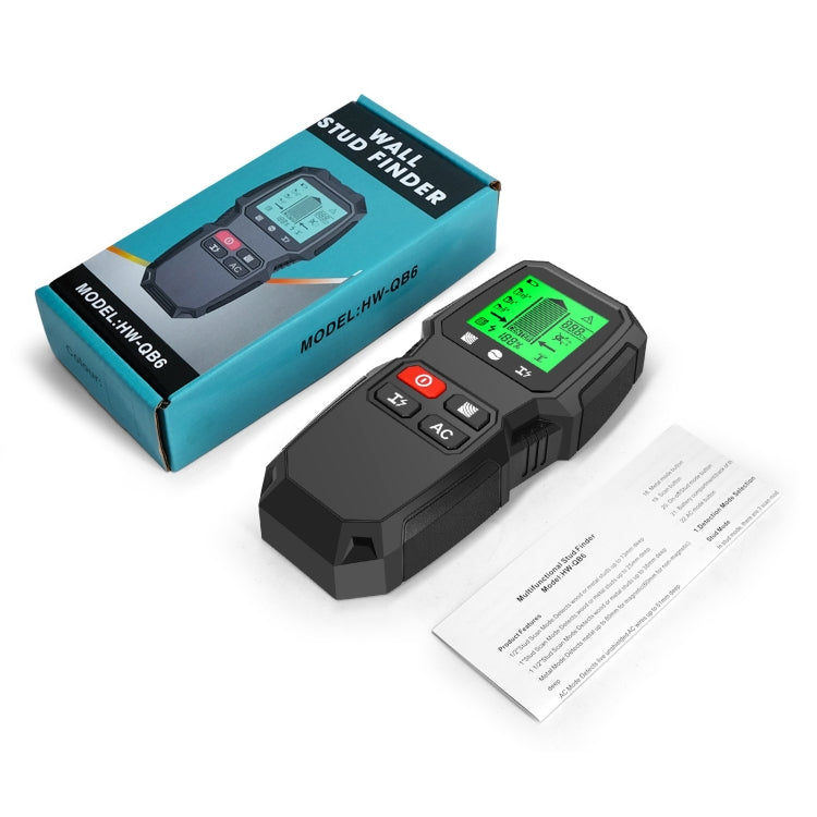 HW-QB6 5 In 1 Wall Scanner Handheld Stud Finder Wood Current Metal Live Wires Detection, HW-QB6 Black, HW-QB6 Orange