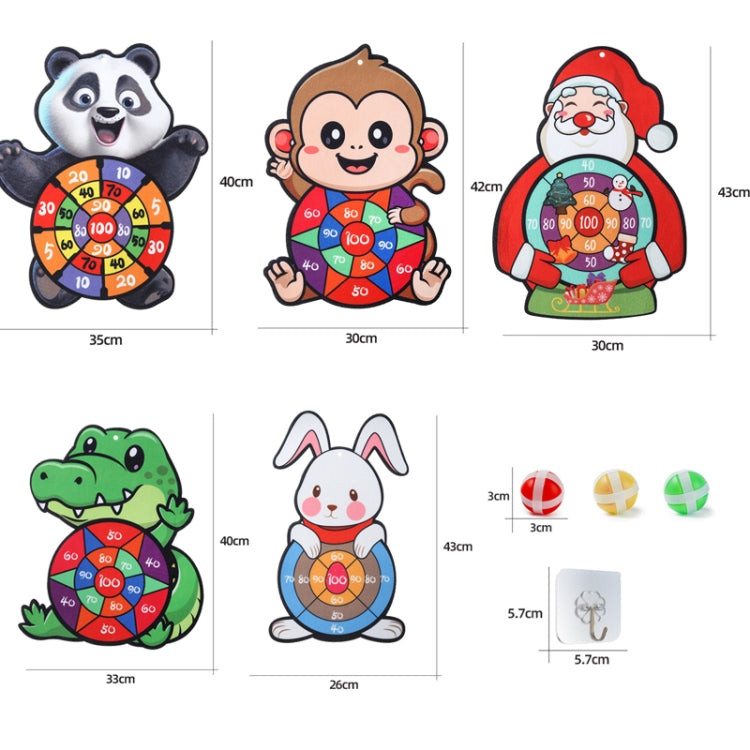 Cartoon Sticky Ball Board Throwing Indoor and Outdoor Toys with 3 Balls, Crocodile, Monkey, Panda, Santa Claus, Rabbit