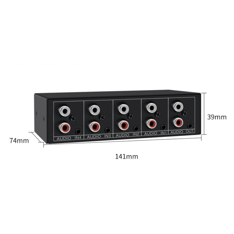 4 In 1 Out 3.5mm + RCA Audio Switcher 4 Channels Audio Converter, AUX -401