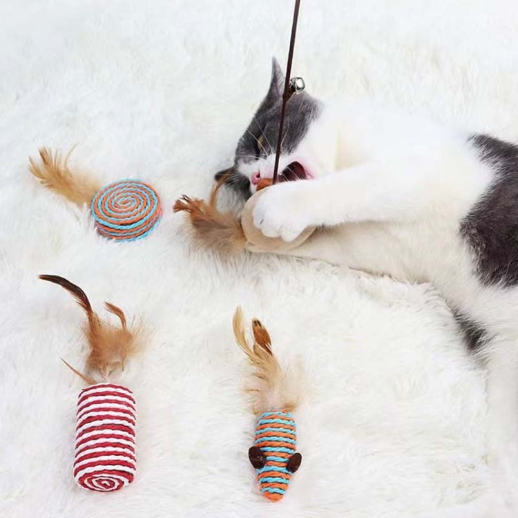 7pcs / Set Pet Teasing Cats Toys Combination Kit, Sisal Mouse, Pumpkin Ball