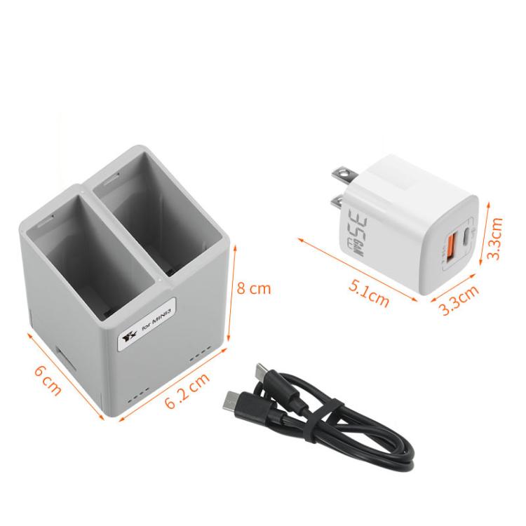 For DJI Mini 4 Pro / Mini 3 Pro / Mini 3 YX Dual-Way Charger Battery Manager, Without Plug, With 35W US Plug, With 35W EU Plug
