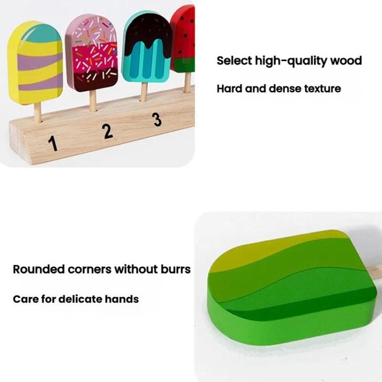 Children Wooden Pretend Play Toys Lollipop Logic Thinking Parent-Child Play Interactive Gift, Ice Cream, Fruits
