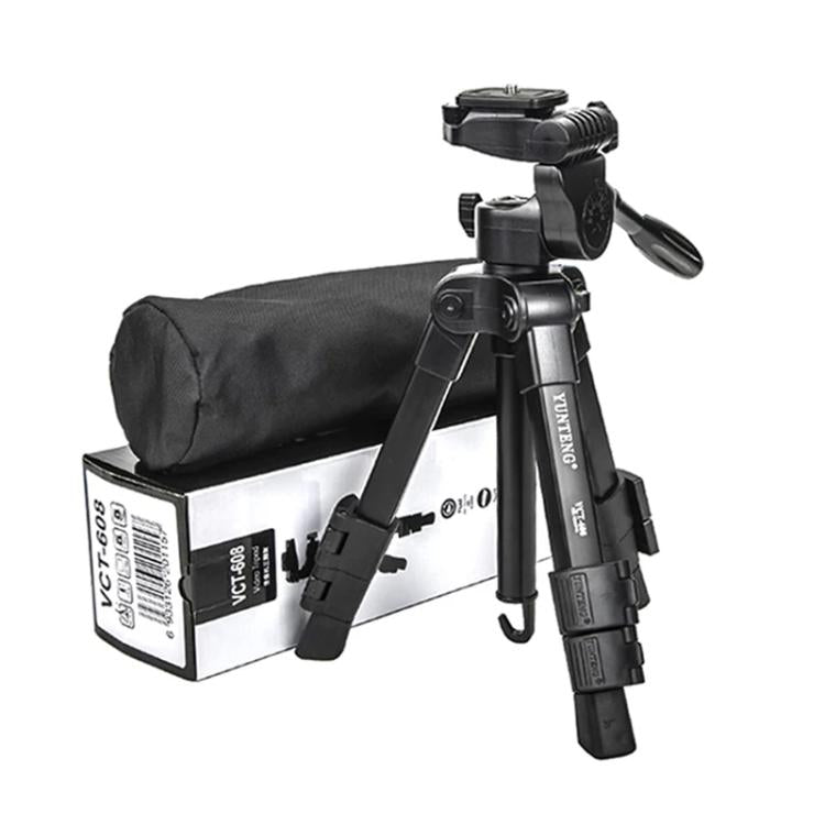 YUNTENG VCT-608 Adjustable Camera Tripod 11.8-25.4 Inch With 360 Degree Rotating 3-Way Pan Head & Gravity Hook