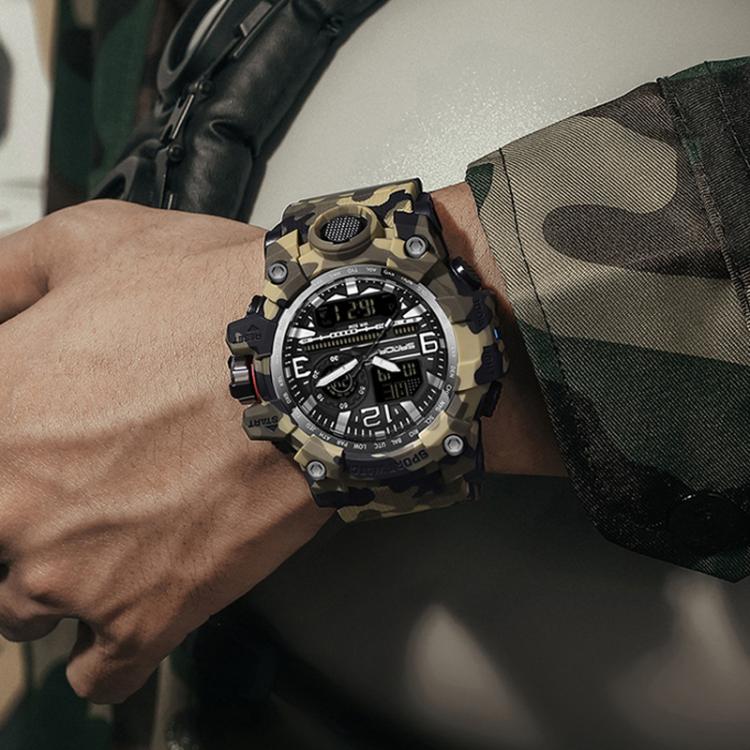 SANDA 3359 Outdoor Sports Watch Waterproof Camouflage Electronic Watch, Black, Black White, Gray Black, Gray White, Green Black, Green White, Yellow Black, Yellow White