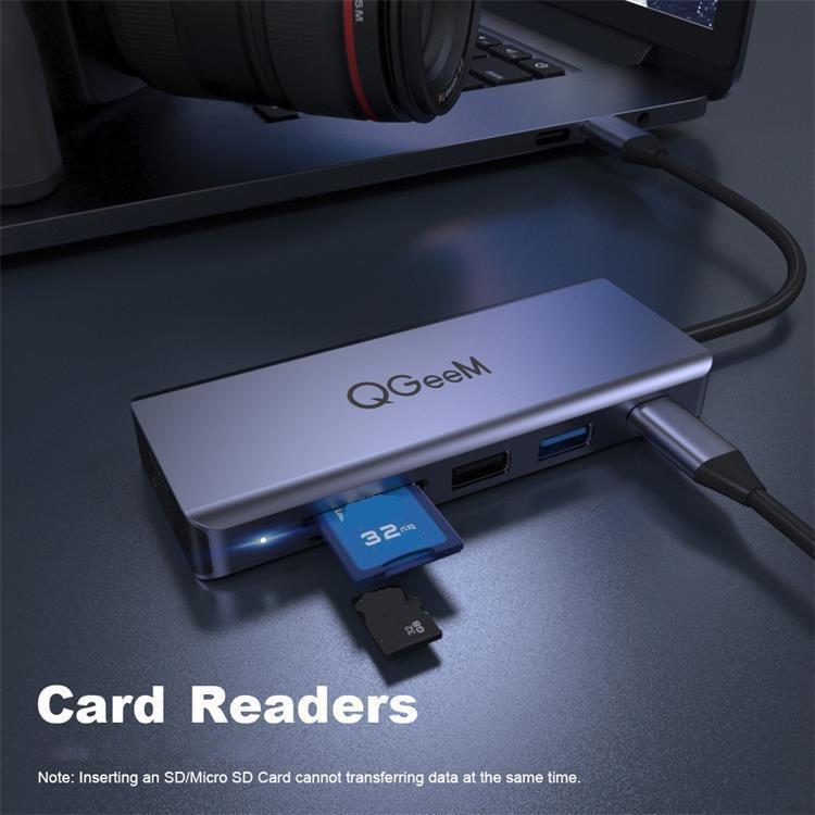 QGeeM 9 In 1 USB-C/Type-C Docking Station Hub VGA+2xHDMI+PD 87W+USB2.0/USB3.0+SD/TF+3.5mm, VGA Version
