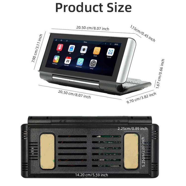 6.86 Inch Foldable Portable Bluetooth Car MP5 Player With MirrorLink/CarPlay/Android Auto Support, B5370, B5370+4LEDs Reversing Camera, B5370+8LEDs Reversing Camera, B5370+12LEDs Reversing Camera