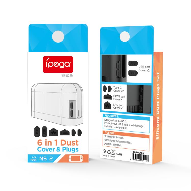 For Nintendo Switch 2 IPega 6-In-1 Precision Dust Plugs Set Multi-Port Protection Kit