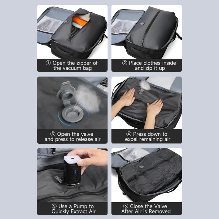 Tigernu Expandable Business Backpack 17-Inch Laptop Bag Wet/Dry Separation Pockets, Black, Blue, Vacuum BK With Pump