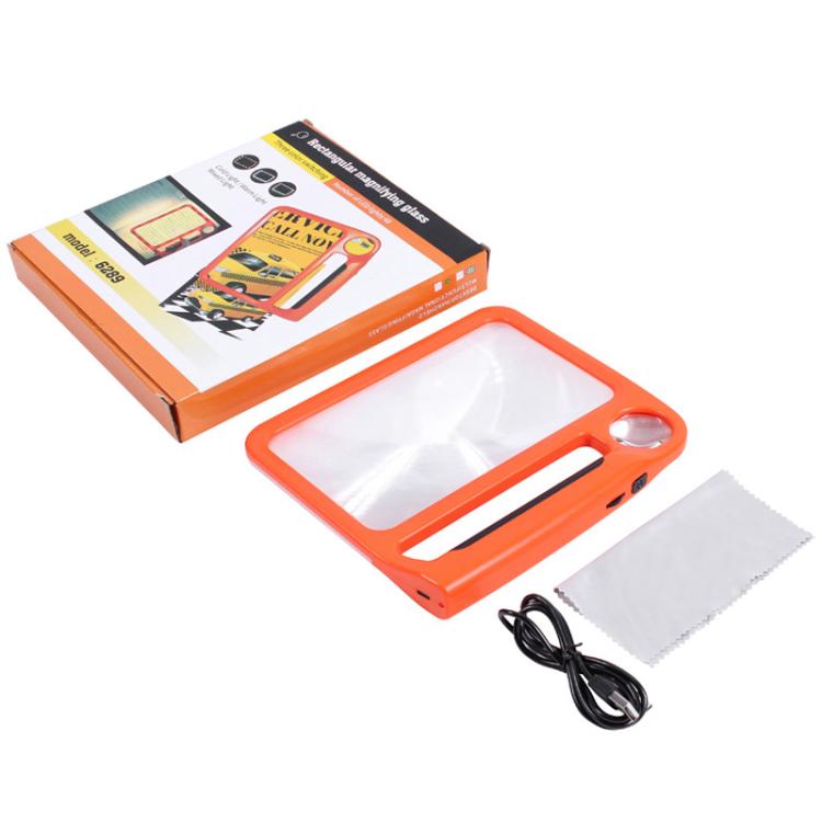 5/10X 48LEDs Magnifier 3 Colors Cold Warm Brightness Adjustment Handheld Loupe, Battery Orange, Charging Orange, Battery Blue, Charging Blue
