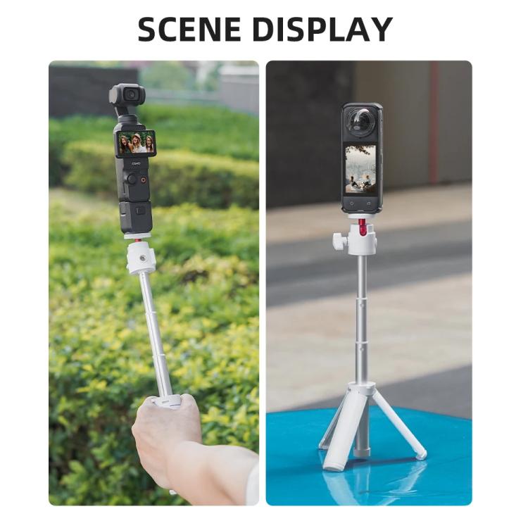 Flymile 15.8-30.8cm Tripod Selfie Stick for Action Cameras With 360-degree Adjustable Ball Head & Cold Shoe