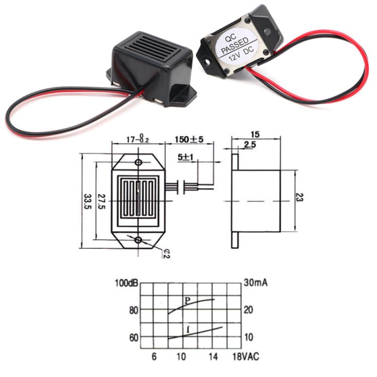 5pcs Active Mechanical Piezoelectric Rat Insect Repellent Buzzer, 3V, 6V, 9V, 12V, 24V