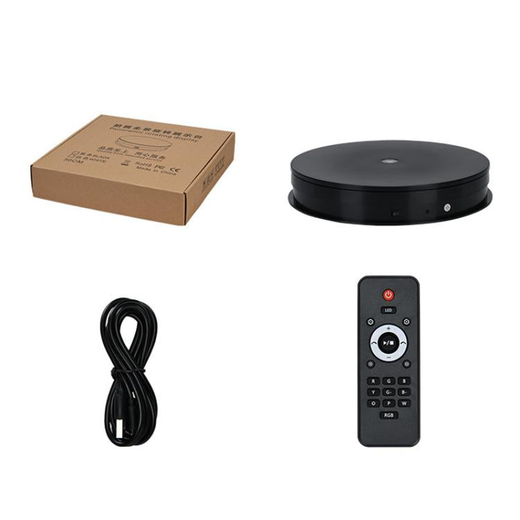 Remote Control Light Rotating Tray Still Life Display Adjustable Speed Brightness Jewelry Stand, 20cm White Base White Light Direct Plug, 20cm Black Base White Light Direct Plug, 20cm White Base Colorful Light Direct Plug...