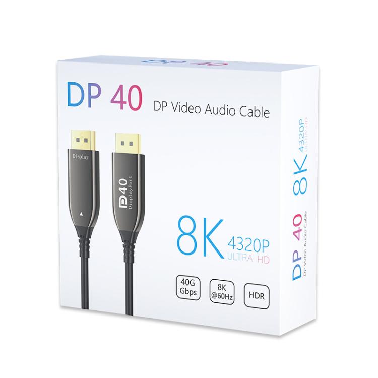 DP2.1 Male To Male 8K 60Hz HD Fiber Optic Cable For TV Computer Monitors Projectors, 10M, 15M, 20M, 25M, 30M, 40M, 50M