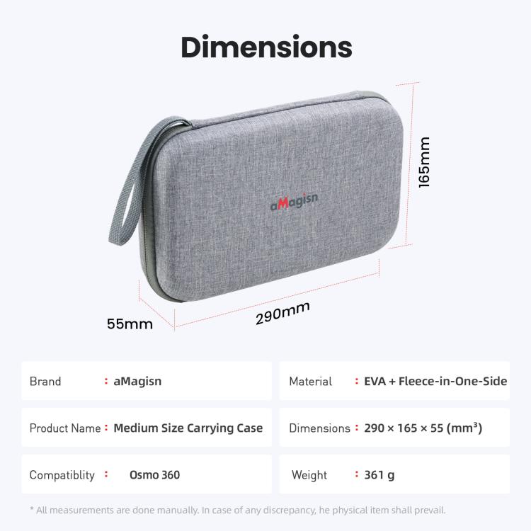 For DJI Osmo 360 aMagisn Mid-Size Storage Case Durable Organizer Bag With Detachable Inner Tray, Mid-Size