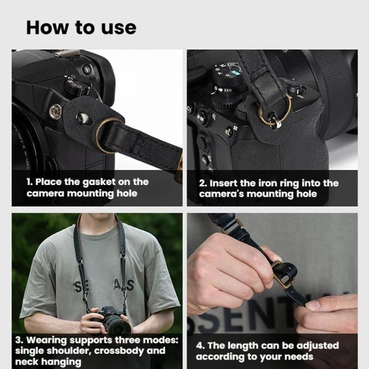 Cwatcun D222 Medium Comfortable DSLR Camera Universal Shoulder Strap Leather Quick Release Strap, D222