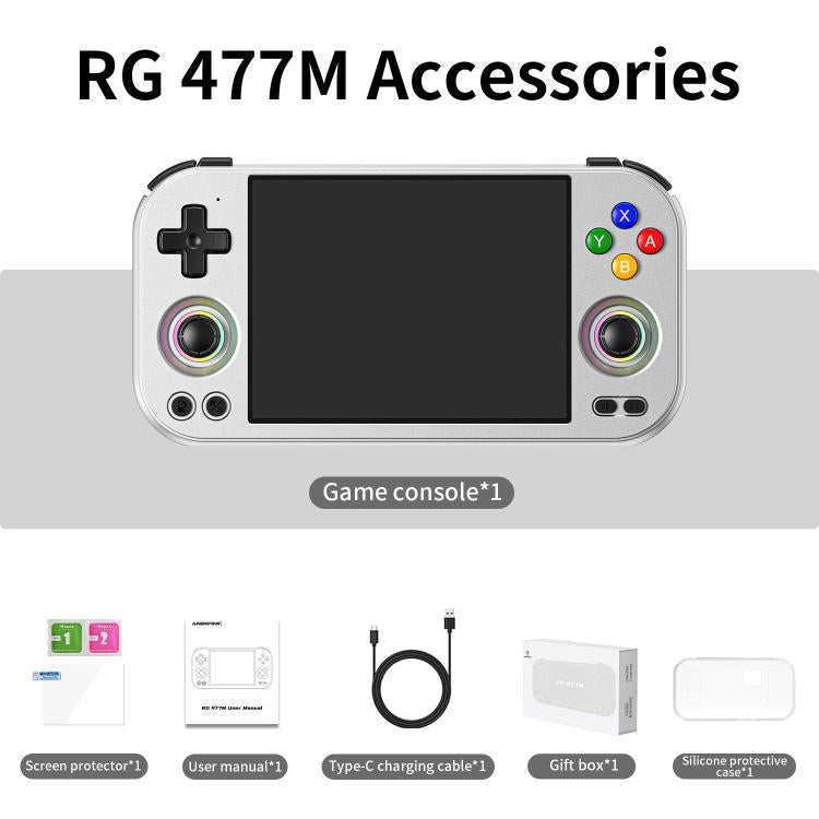 ANBERNIC RG 477M Android 14 Handheld Game Console With Aluminum Alloy Body, 4.7-Inch LTPS In-Cell Touch Screen, 3D Hall Joystick & Self-Developed AI Assistant, 128G, 256G