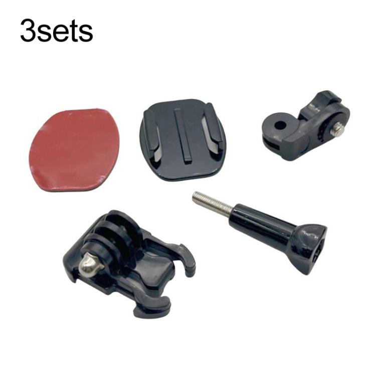3sets 1/4 Screw Adapter Quick-Release Base Motorcycle Helmet Accessory Base, Arc Shape, Plane