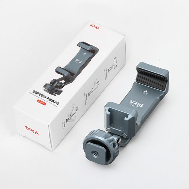 Aluminum Alloy Dual-Head Cold Shoe Phone Mount With Dual 1/4 inch Screw Holes For Horizontal/Vertical Tilting Shooting, PH-18