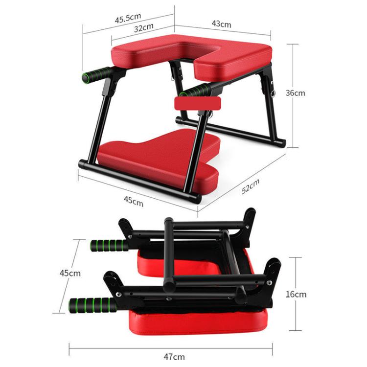 Foldable Yoga Inversion Bench Stand Yoga Chair for Balance Training, Core Strength Building, With T-shaped Cushion Black, With T-shaped Cushion Red, No Cushion Black, No Cushion Red