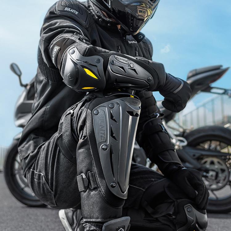 SULAITE Winter Thickened Warm Motorcycle Riding Windproof Gear, Knee Pads 2pcs /Set, Elbow Pads 2pcs /Set, Protective Gear 4pcs /Set
