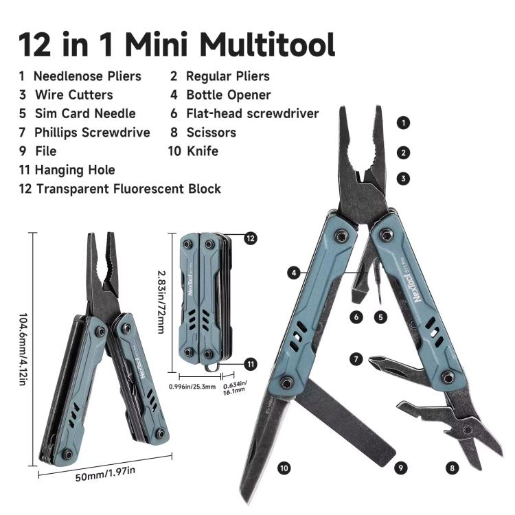 NexTool S11 Pro Mini Sailor 12-In-1 Outdoor Multi Tool Pocket Knife Folding Pliers Wire Cutters EDC Survival Kit, S11 Pro