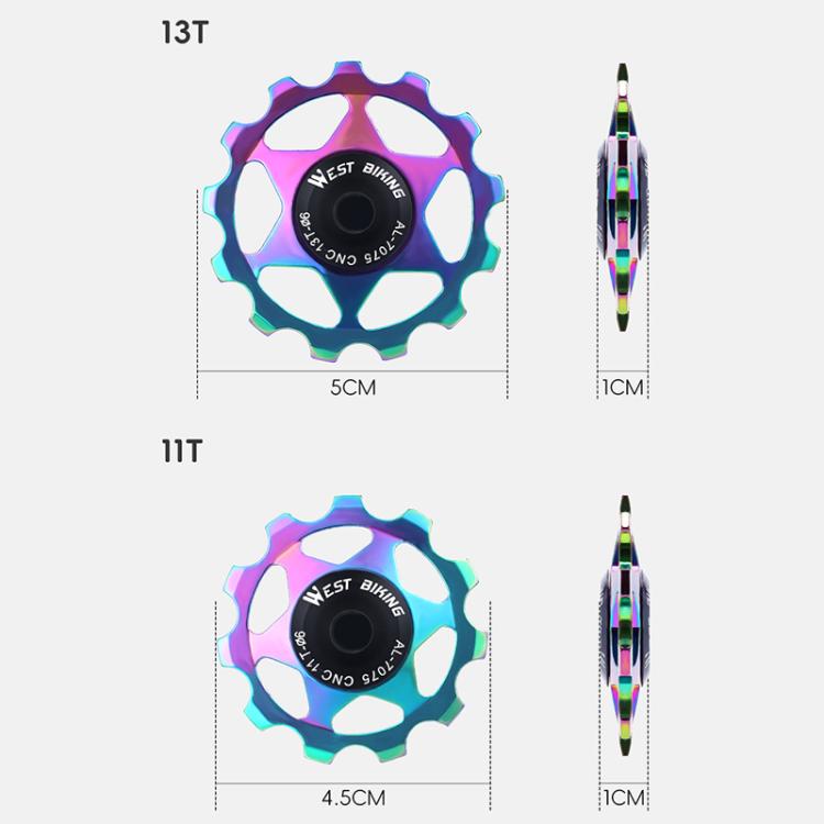 WEST BIKING YP0719490 Bike Jockey Wheel With Metal Bearings Road Bike Rear Derailleur Jockey Wheel, 11T Black, 11T Red, 11T Colorful, 13T Black, 13T Red, 13T Colorful