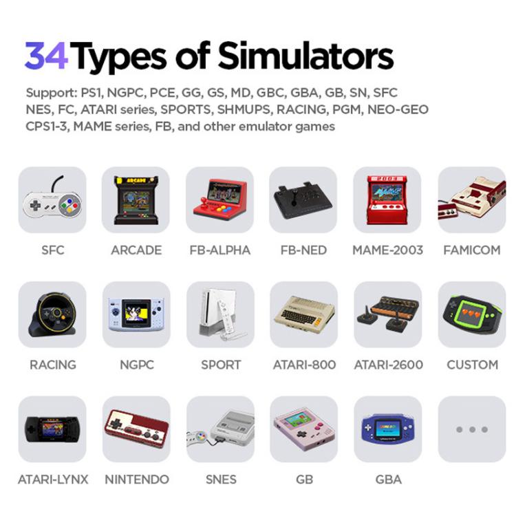 H5 5 Inch IPS HD Handheld Game Console With RGB Ambient Light Retro Mini Arcade, Portable Game Machine, Black Body Grey Key 64G, White Body Purple Key 64G, Black Body Purple Key 64G, White Body White Key 64G, Black Body Grey Key 128G