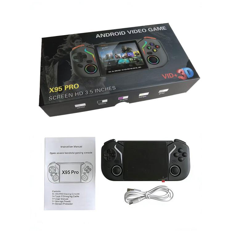 X95 Pro Android 9.0 Handheld Game Console, 3.5 Inch IPS Screen Retro Game Player Support WiFi Video Player with RGB Joystick, 64G, 128G