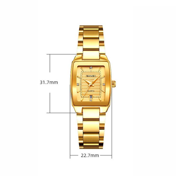 SKMEI 2578 Women Stainless Steel Business Watch Vintage Square 30m Life Water-Resistant Quartz Watch