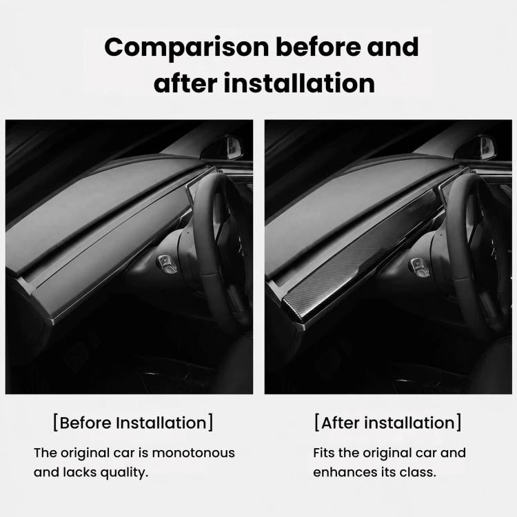 For Tesla Model 3 / Y Dashboard Decor Trim Strip, Carbon Fiber Matte Finish, Matte White, Carbon Fiber Glossy Finish, Matte Black